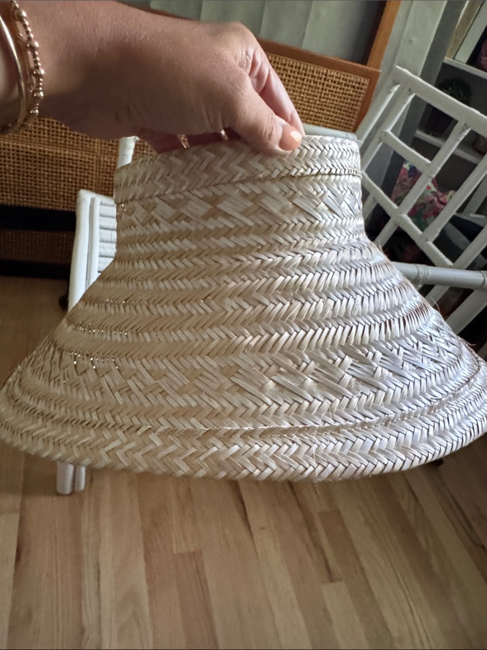 Packable Woven Straw Visor Hat in Natural Cream
